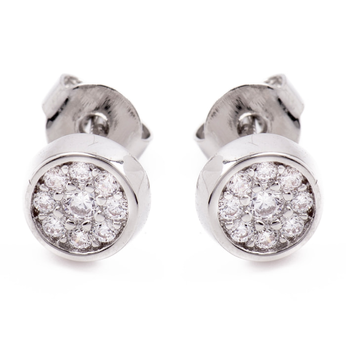 Pendientes de Circonita Brillante acabados en rodio