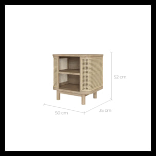Table de chevet en bois massif et cannage - Antik