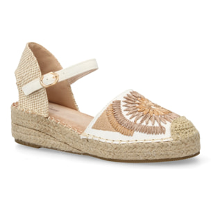 Sandalia de cuña de yute para mujer, comodas y elegantes, diseño de flores