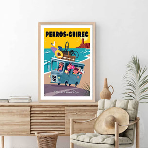 Affiche Perros Guirec Affiche + cadre en bois - Chêne
