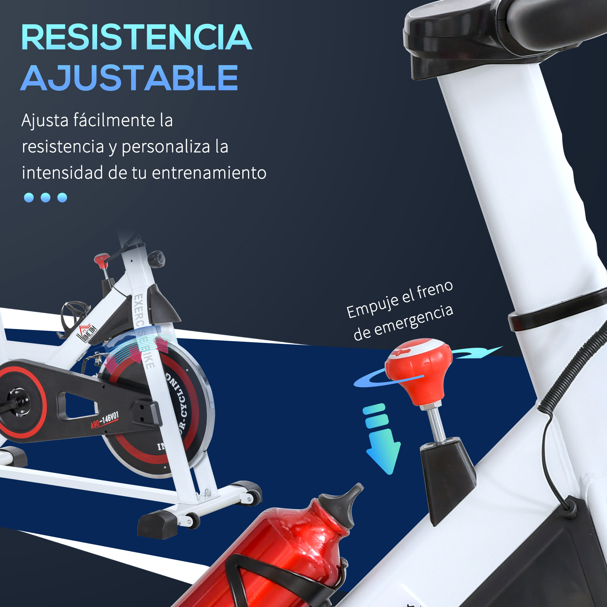 Bicicleta Estática Bicicleta de Fitness Pantalla LCD Carga 100kg Acero Blanco