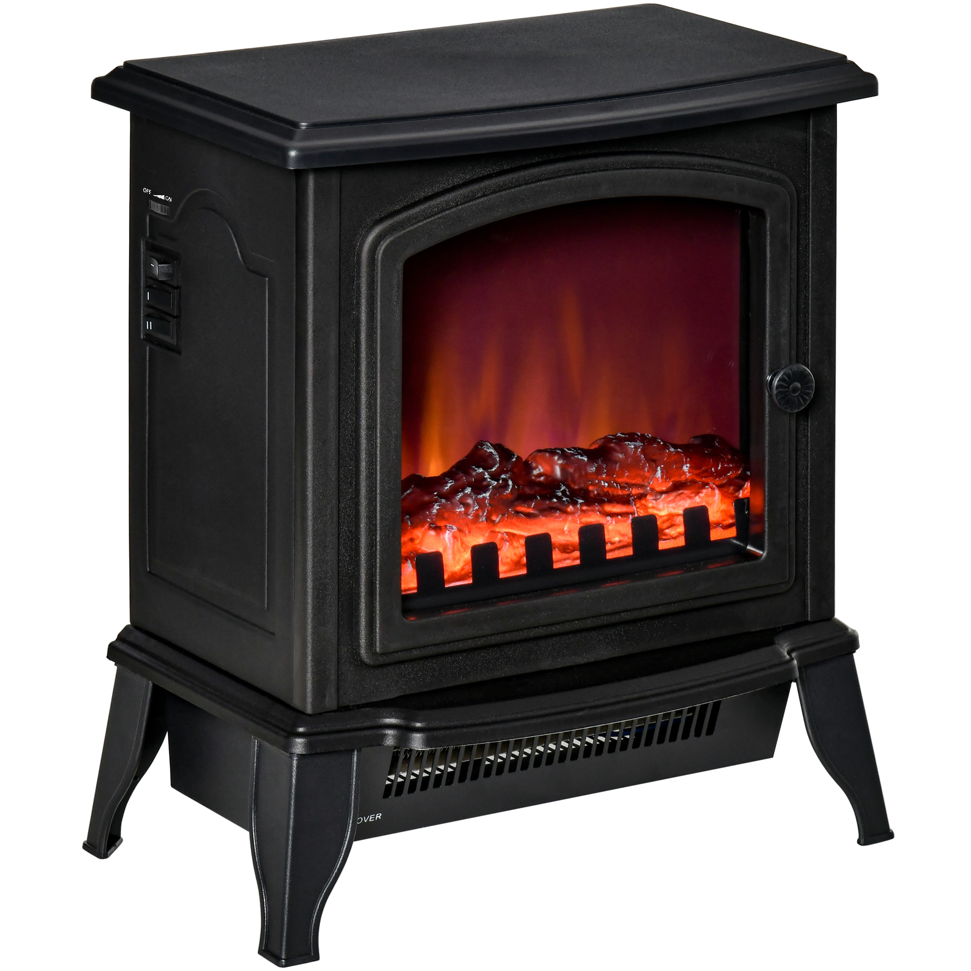 Chimenea Eléctrica Portátil 1000/2000W con Llama Simulada Termostato Ajustable y Protección Sobrecalentamiento para Salas de hasta 25m² 36,5x24x45,5 cm Negro