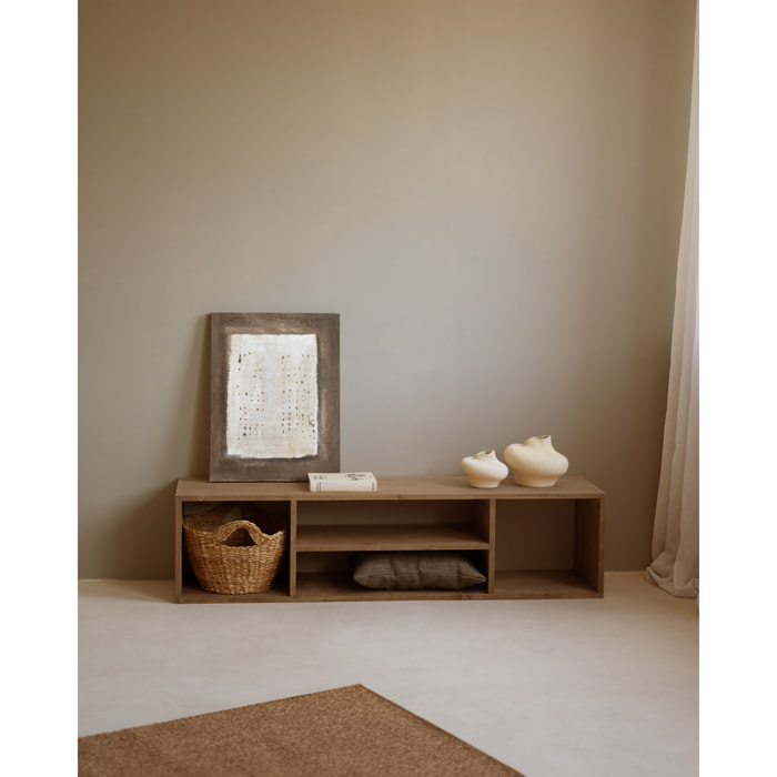 Meuble TV en bois massif ton chêne foncé 160x40cm Hauteur: 40 Longueur: 160 Largeur: 40