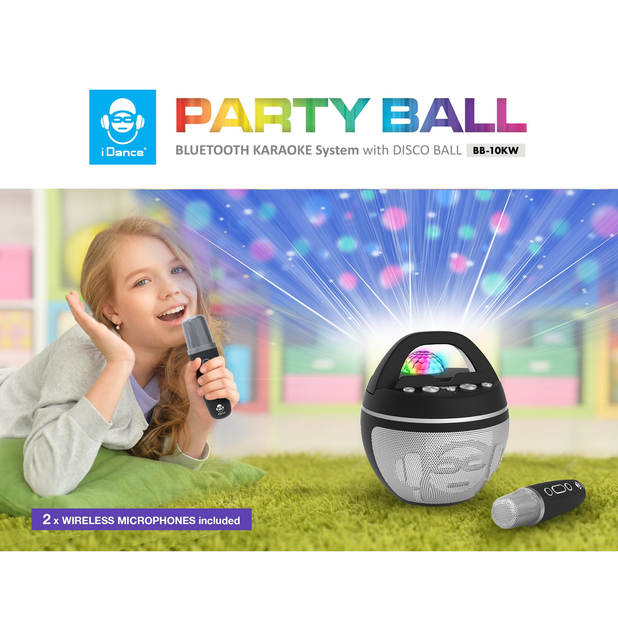 SPEAKER KARAOKE PARTY BALL 2 WIRELESS MICROS 40 WATT IDANCE