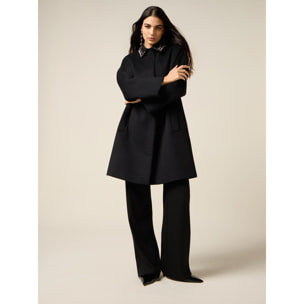 Oltre - Abrigo de mezcla de lana con cuello joya - Negro