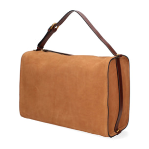 Borsa a spalla da donna Made in Italy - Modello Cielia Pro - Pelle scamosciata - 35.0 x 23.0 x 14.0 cm