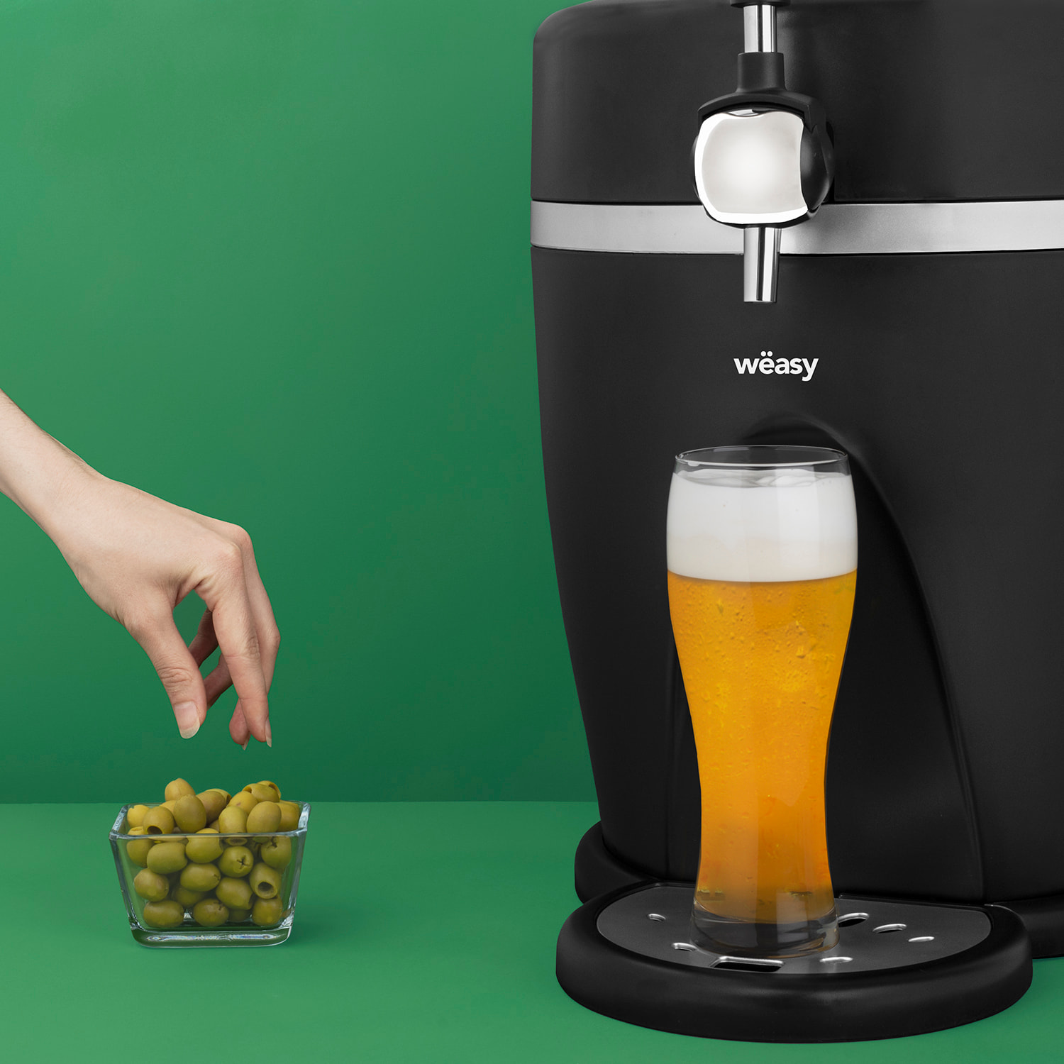 Dispensador de cerveza Wëasy PINT568, adecuado para barriles presurizados 5L, 60W, 3° C a 6° C, sistema de enfriamiento integrado, almacenamiento hasta 30 días