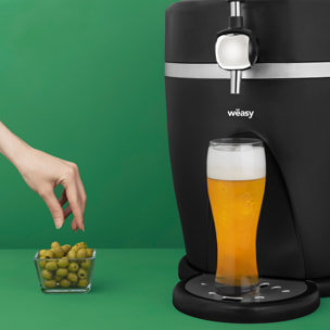 Dispensador de cerveza Wëasy PINT568, adecuado para barriles presurizados 5L, 60W, 3° C a 6° C, sistema de enfriamiento integrado, almacenamiento hasta 30 días
