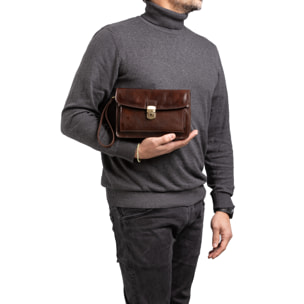 Borsa a mano  da uomo In Vera pelle Made in Italy 24x17x8 cm