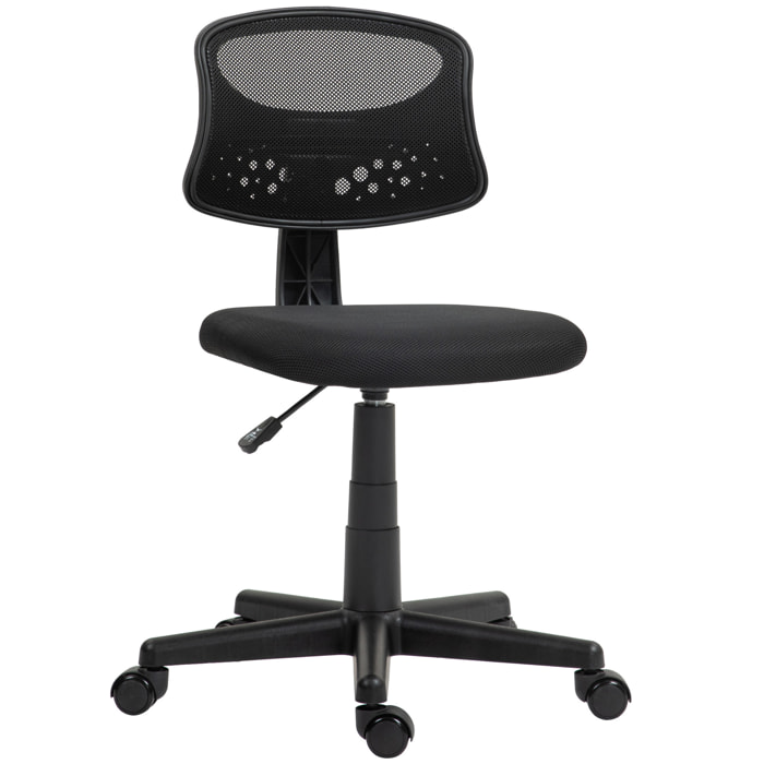 Silla de Oficina sin Brazos Silla de Escritorio Giratoria con Respaldo de Malla Transpirable Altura Ajustable Silla de Despacho Carga 120 kg Negro