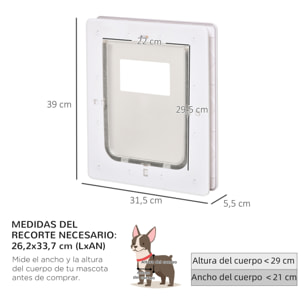 Puerta para Perros y Gatos 31,5x39x5,5 cm con Cierre Magnético de 2 Vías Blanco