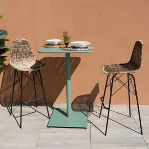 Lot de 2 chaises de bar 76 cm en résine tressée beige - Tiptur