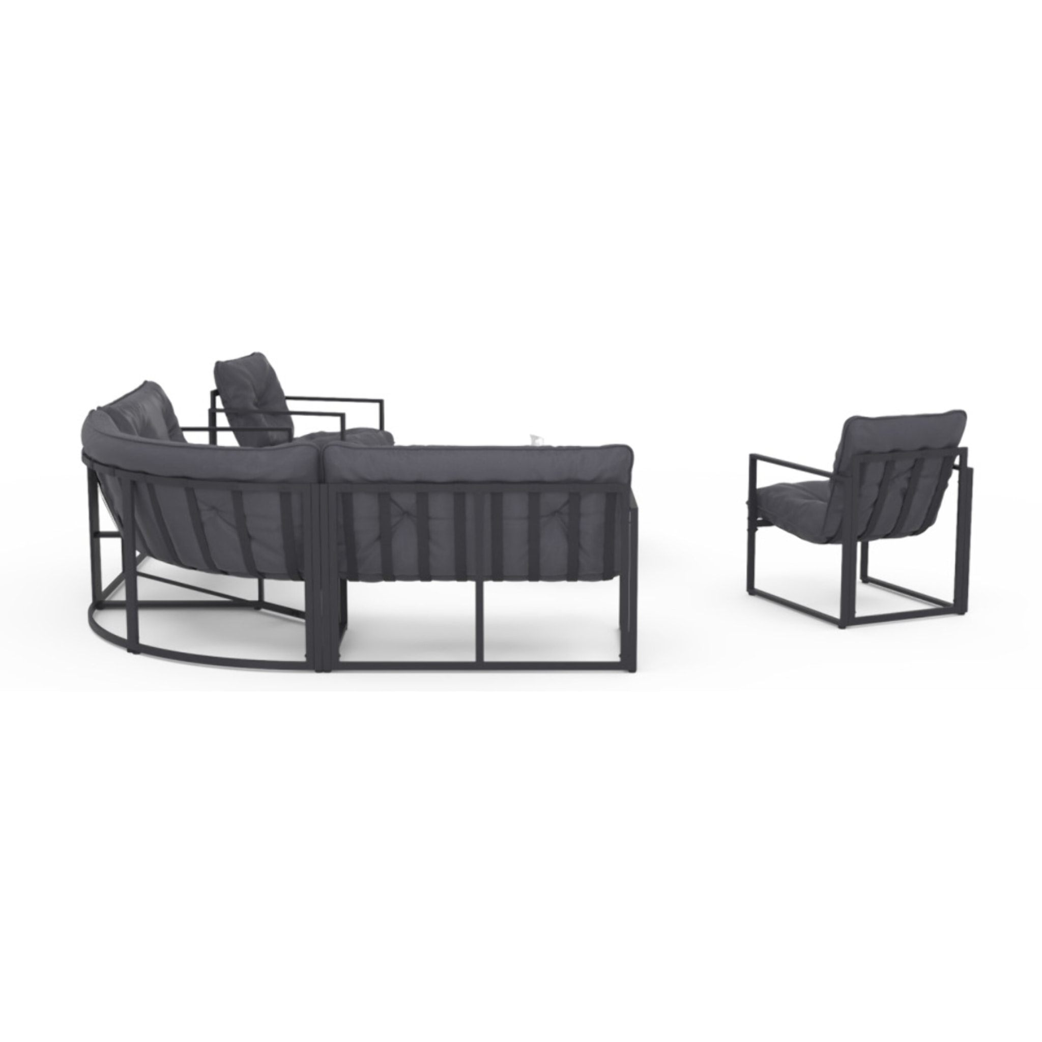 Salon de jardin d'angle Tropéa 8 places avec coussins gris