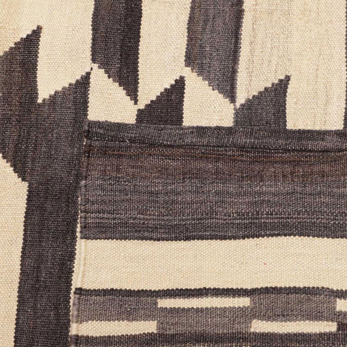 Tapis kilim géométrique, tissé plat en laine, ATAB