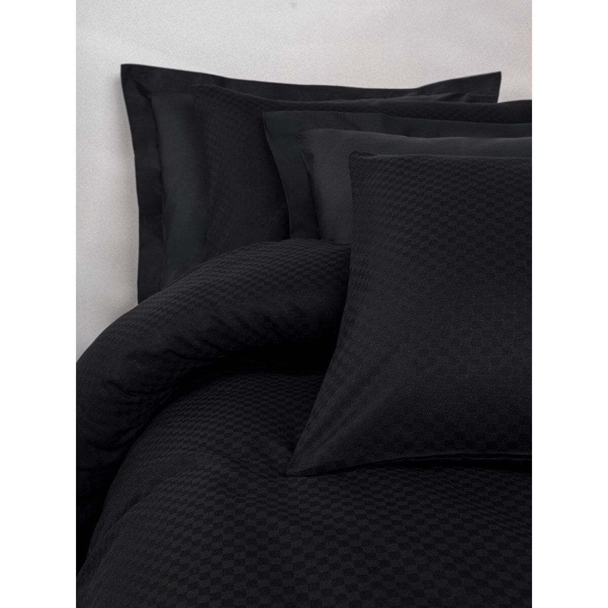 Parure housse de couette et taie(s) d'oreiller coton uni jacquard