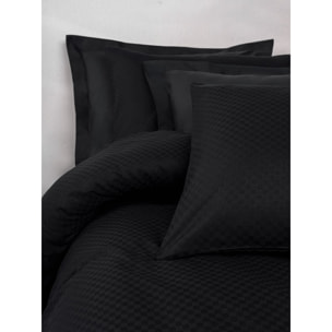 Parure housse de couette et taie(s) d'oreiller coton uni jacquard