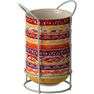 J-Line Bol - céramique - violet/rouge - set de 4