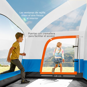 Tienda de Campaá±a Familiar para 4-6 Personas Tienda de Camping Tipo Táºnel con 2 Habitaciones Porche Impermeable 3000 mm Anti-UV para Pescar Senderismo Azul Claro