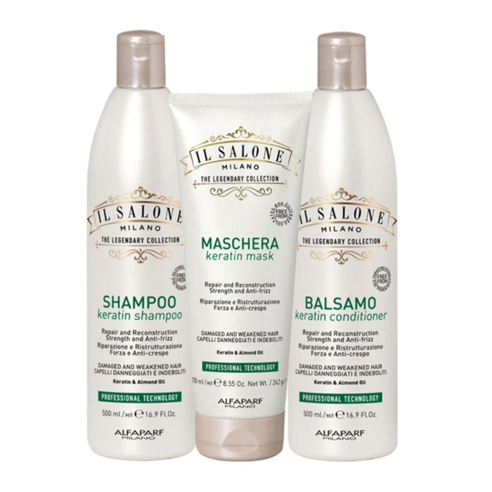ALFAPARF MILANO Kit Il Salone Keratin Shampoo 500ml + Mask 250ml + Conditioner 500ml
