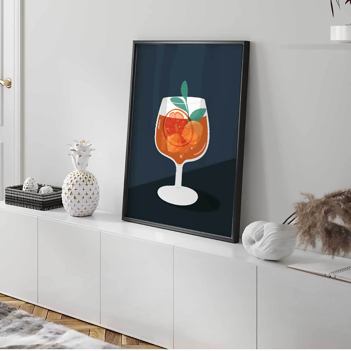 Affiche encadrée cocktail agrumes moderne Affiche + cadre en métal - Noir