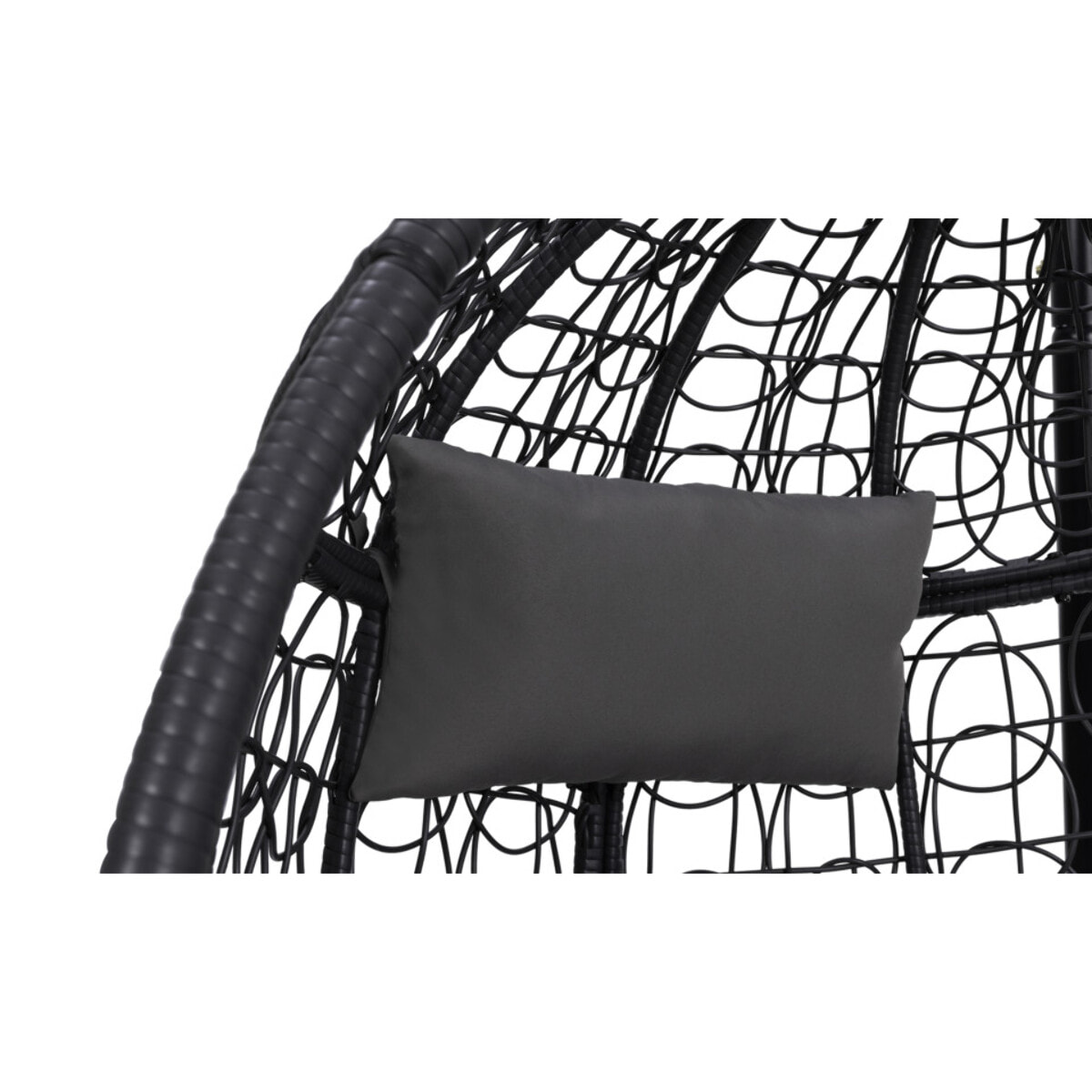 Fauteuil œuf suspendu effet rotin avec coussin gris