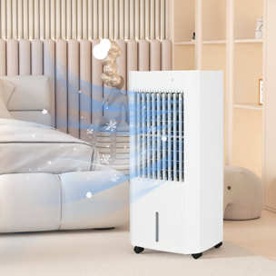 Refroidisseur d'air oscillant ventilateur humidificateur 3 en 1 - timer 15h, 3 modes, 3 vitesses, réservoir 5L, télécommande - blanc