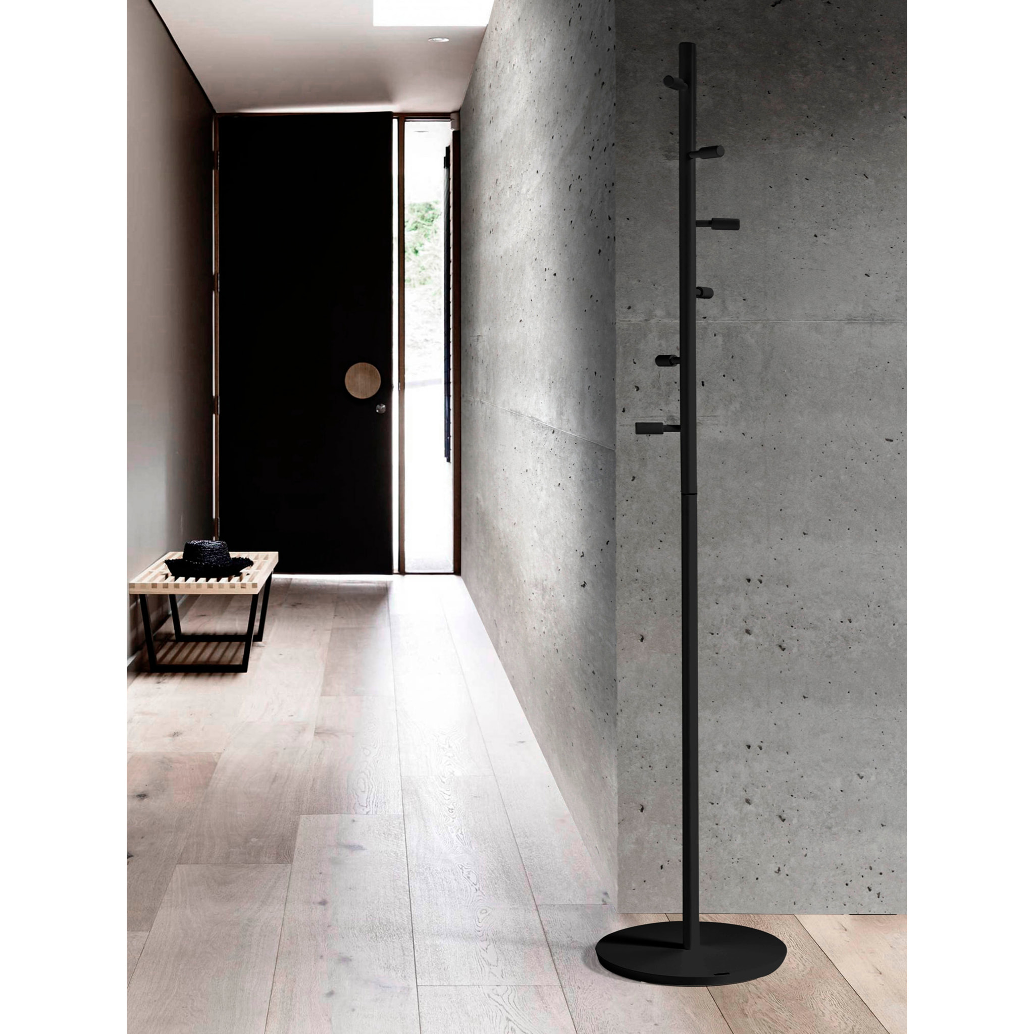Perchero Espiral madera haya negro 182x37x37 cm