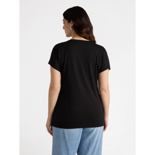 Fiorella Rubino - Camiseta con flores bordadas - Negro