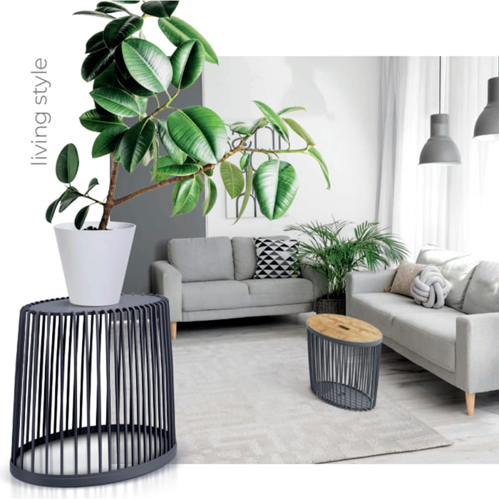 Cesta de jardín soporte - mesa auxiliar decorativa clubo 55l., dimensiones (mm) 568x348x450, color antracita