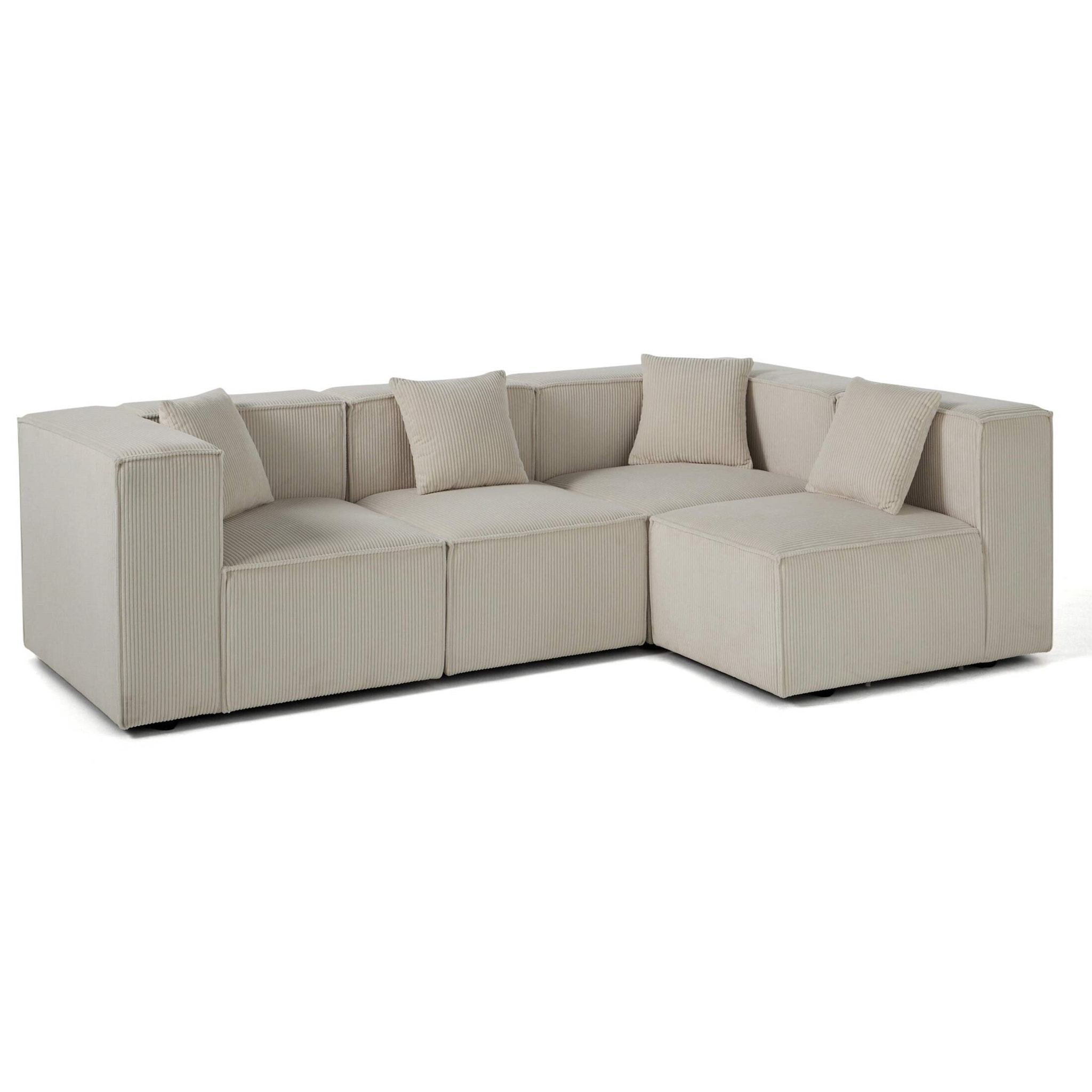 Arty - canapé modulable d'angle droit 4 places - en velours côtelé - Beige
