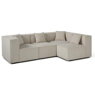 Arty - canapé modulable d'angle droit 4 places - en velours côtelé - Beige