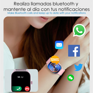 DAM Smartwatch DT99 con pantalla AMOLED de 2,04". Monitor de salud, +150 modos deportivos, notificaciones, acceso asistente de voz. 4,5x1x5,5 Cm. Color: Blanco Roto