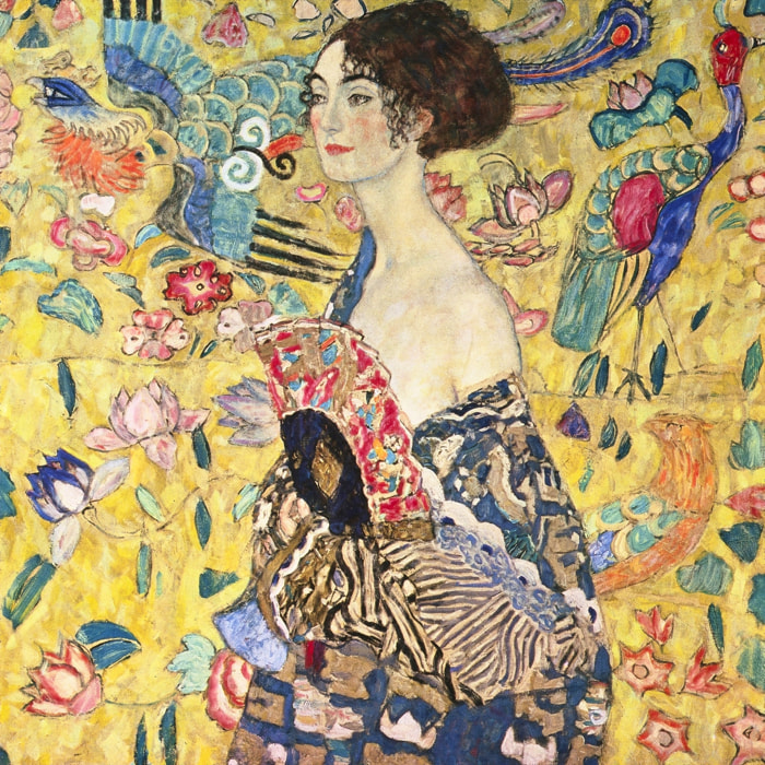 Tableau d'art de Klimt La Dame à l'éventail Tableau plexiglas
