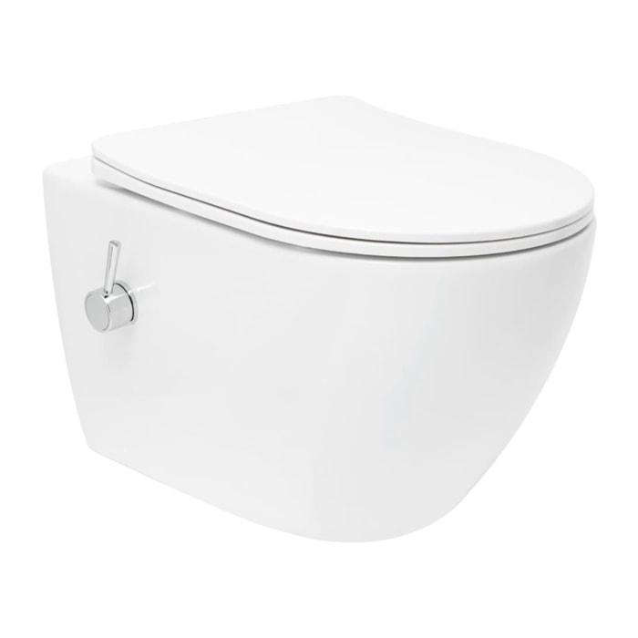 Fusion WC japonais suspendu sans bride, chasse d'eau Vortex + abattant SoftClose, blanc (SATFUS11BFC)