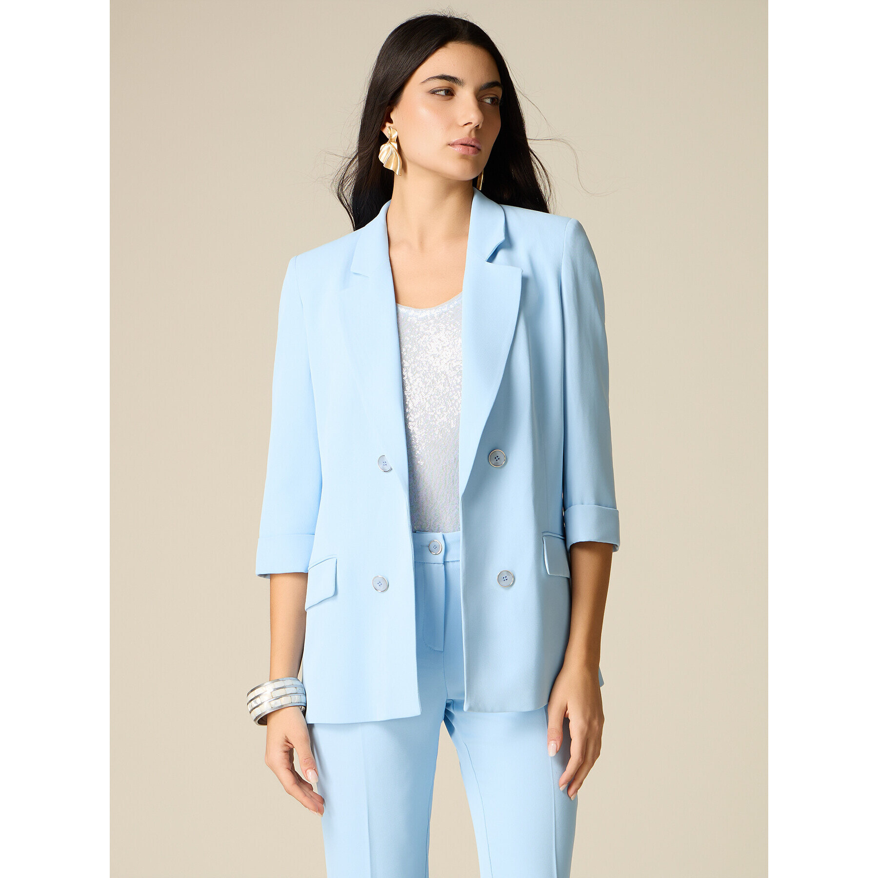 Oltre - Blazer in tessuto crêpe - Azzurro