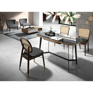 Escritorio Angel Cerda de nogal y cristal 140x72x76cm