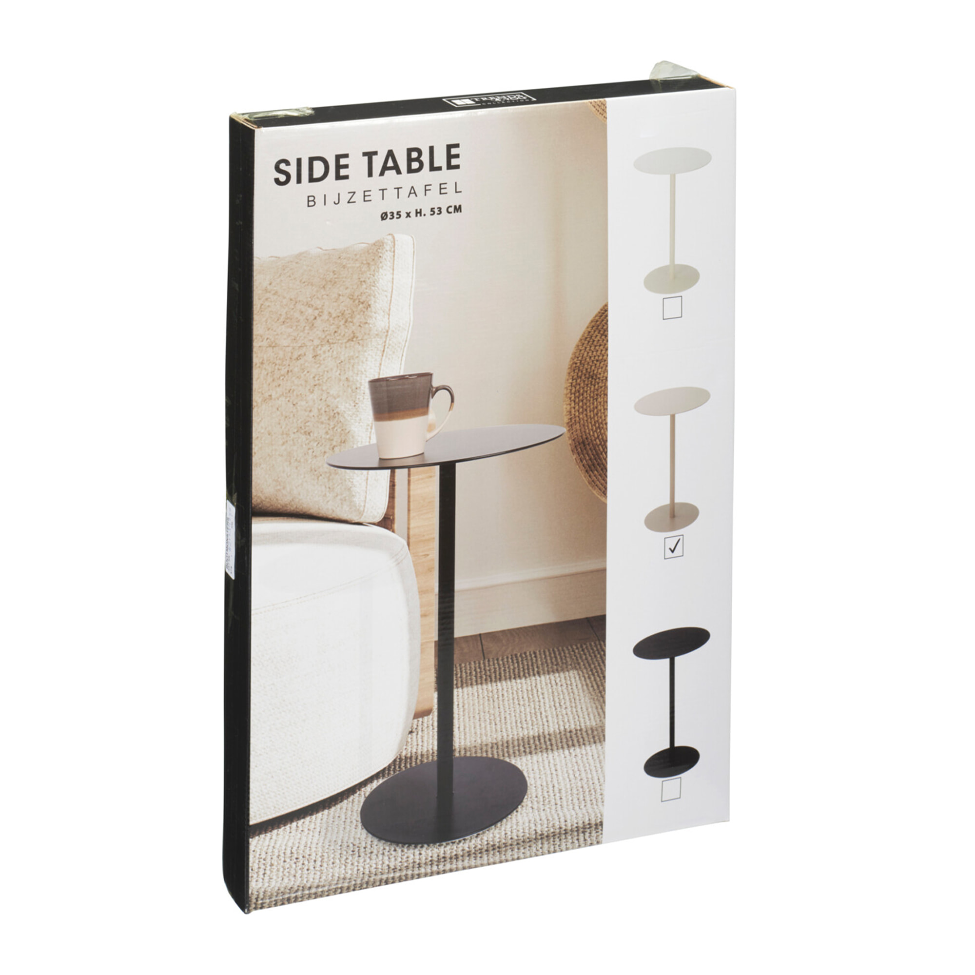 Mesa auxiliar redonda de hierro blanco diseño versátil y ligero para decorar tu hogar 35x35x53cm