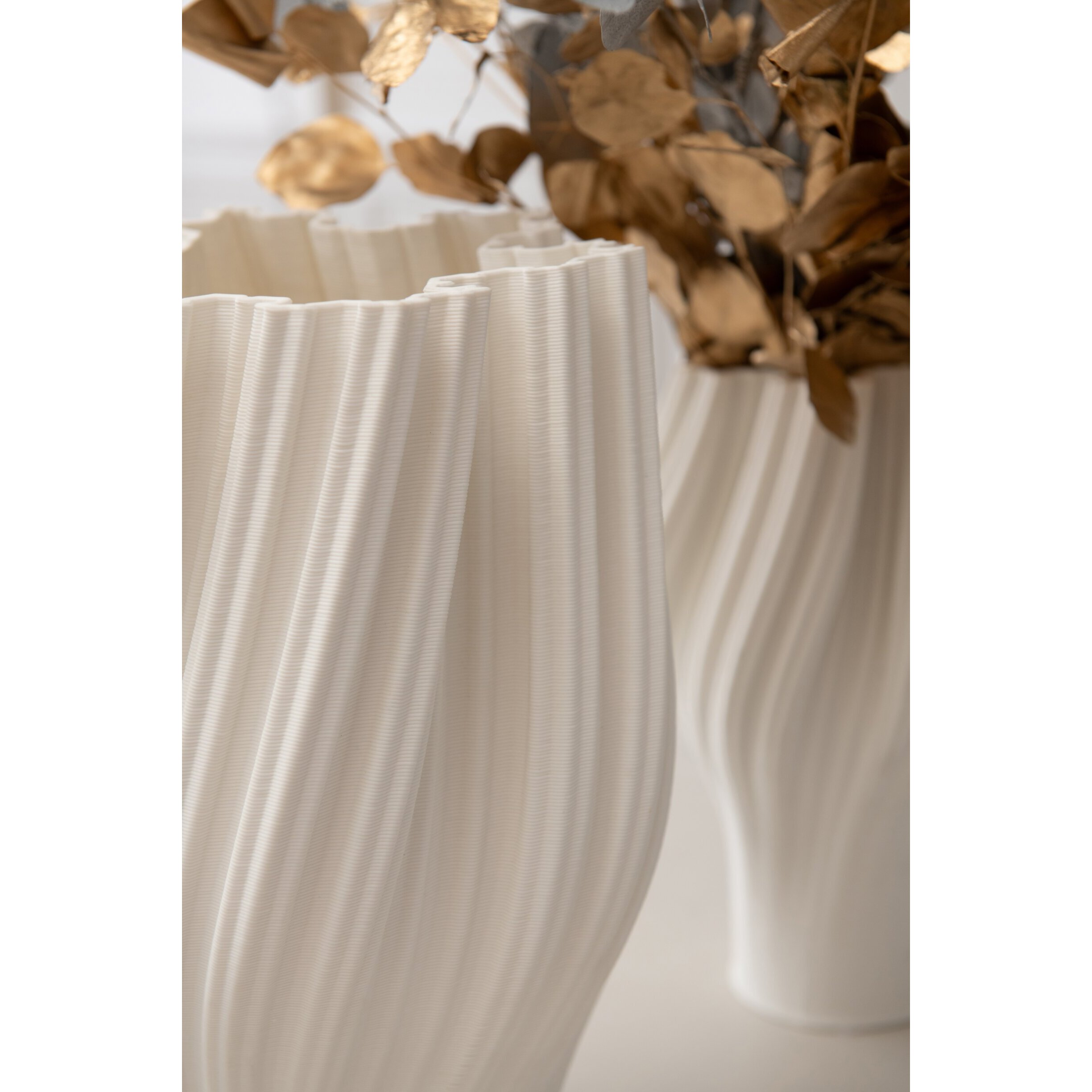 J-Line Vase Impression 3D - grès - blanc - large