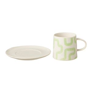 J-Line Tasse+Sous-Tasse Forme Porcelaine Vert