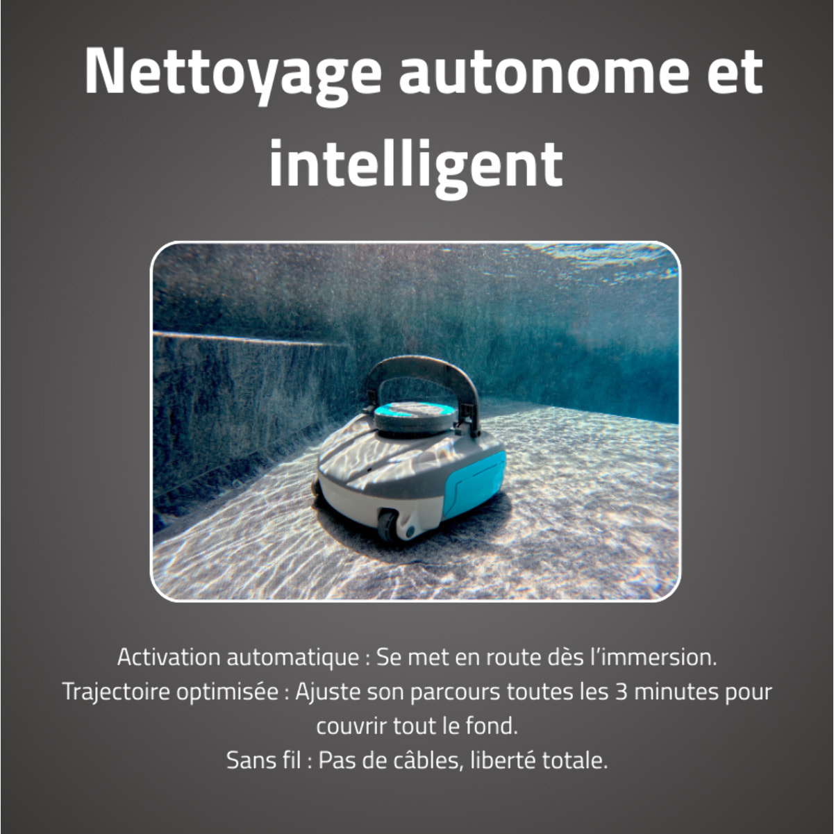 Bestway Robot piscine sans fil Agathe nettoyage fond plat 15 m² max