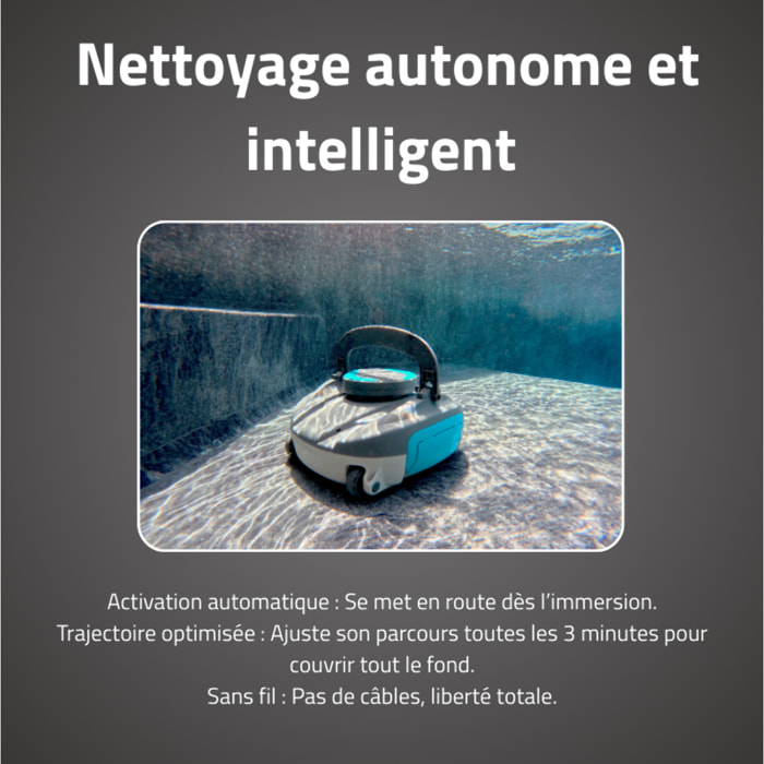 Bestway Robot piscine sans fil Agathe nettoyage fond plat 15 m² max