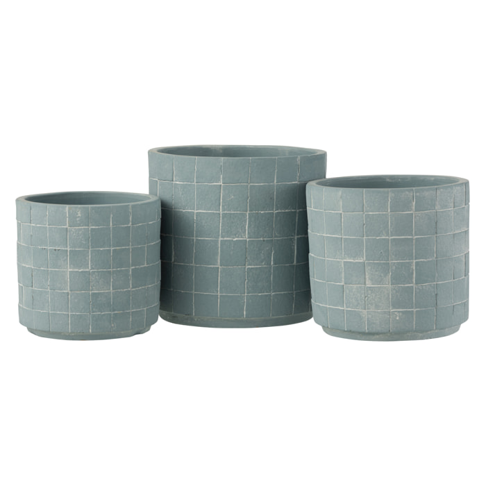 J-Line cache-pot Carré - céramique - bleu clair - large - Ø 16 cm