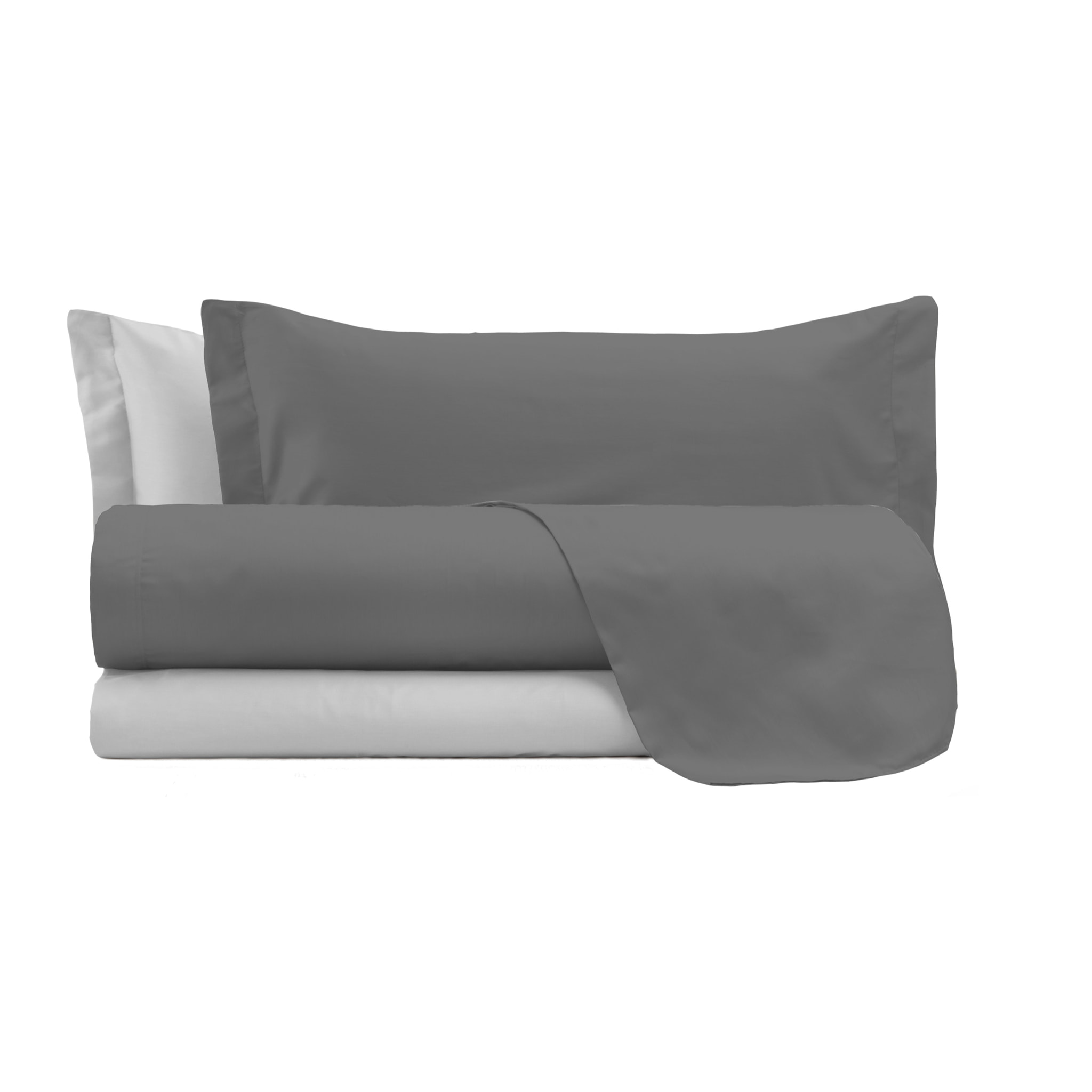 COMPLETO LETTO NATURAL COLOUR MADE IN ITALY COTONE-GRIGIO CHIARO/FUMO MATRIMONIALE