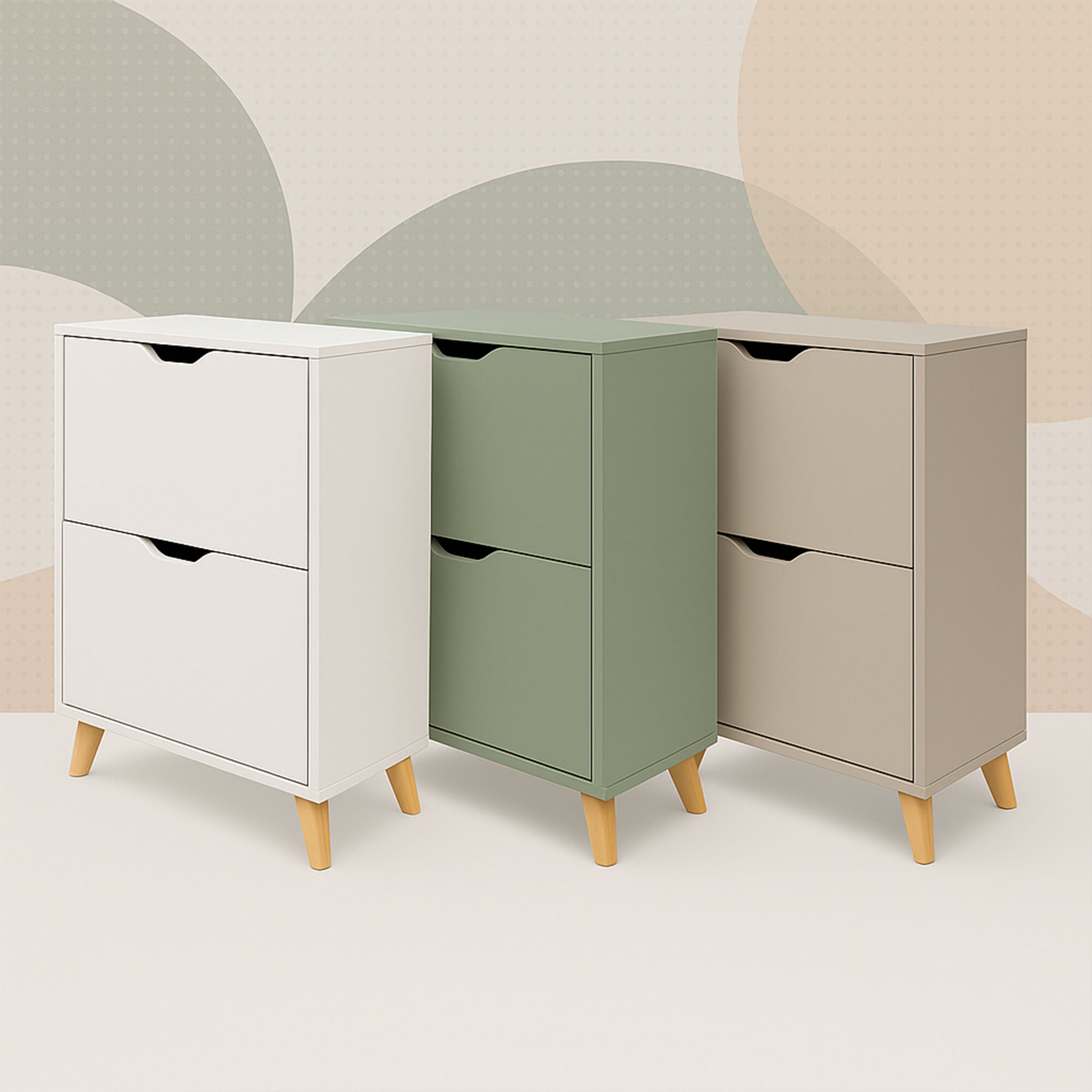 Emma - Scarpiera Salvaspazio 2 Ante 55x82x25 cm 12 Paia in Legno Tortora