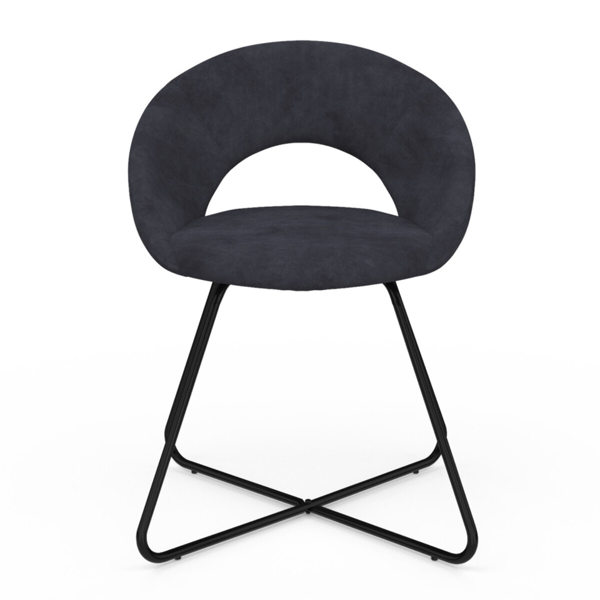 Chaises Malone velours gris foncé pieds noirs - lot de 2