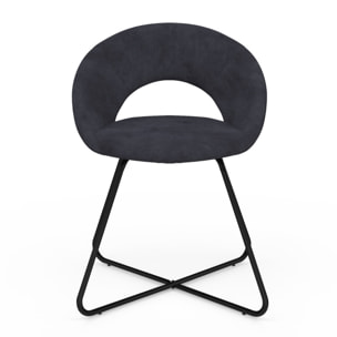 Chaises Malone velours gris foncé pieds noirs - lot de 2