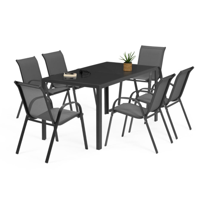 Ensemble repas Formentera 6 places gris