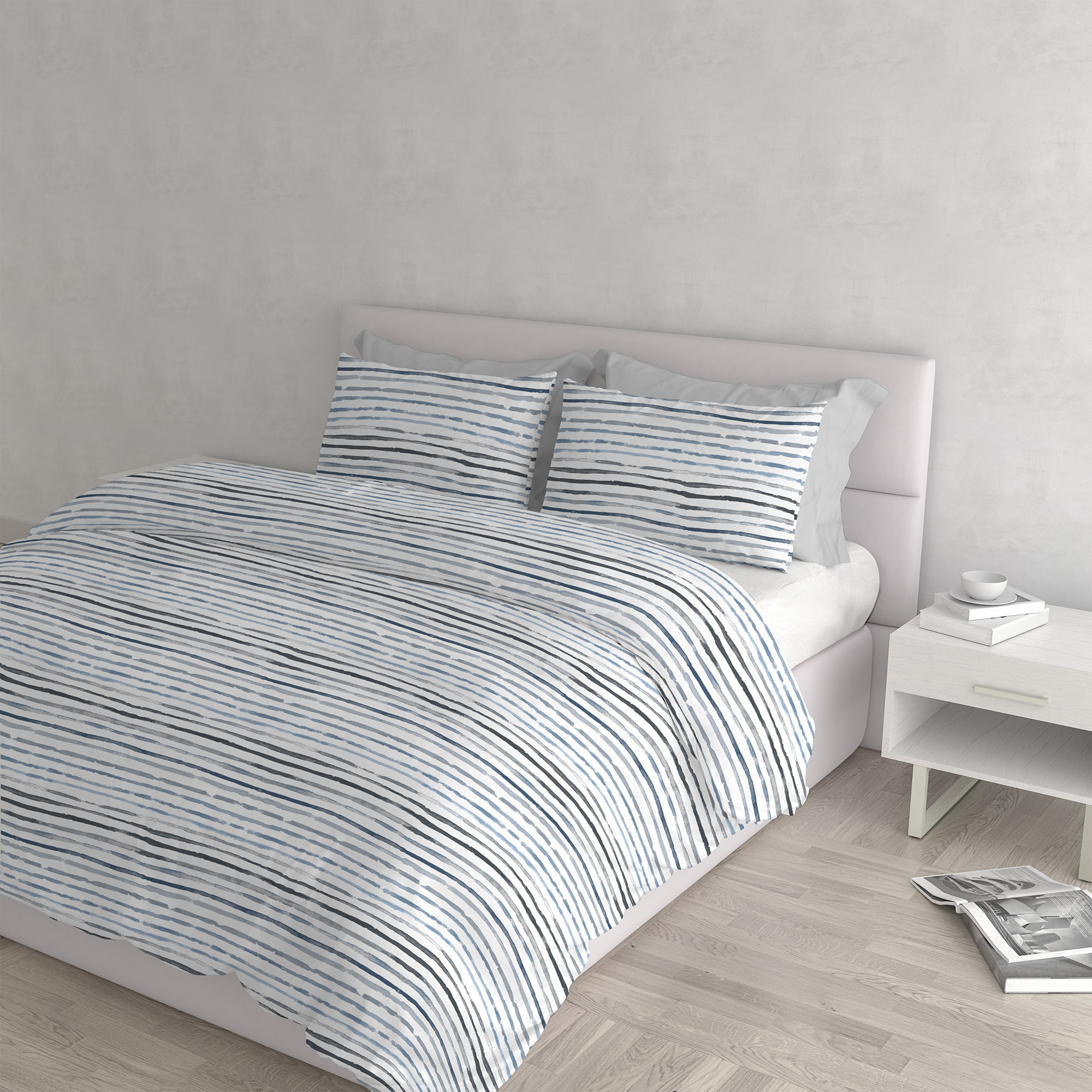 PARURE COPRIPIUMINO ATHENA, 100% Cotone, Made in Italy - SOFIA BLU