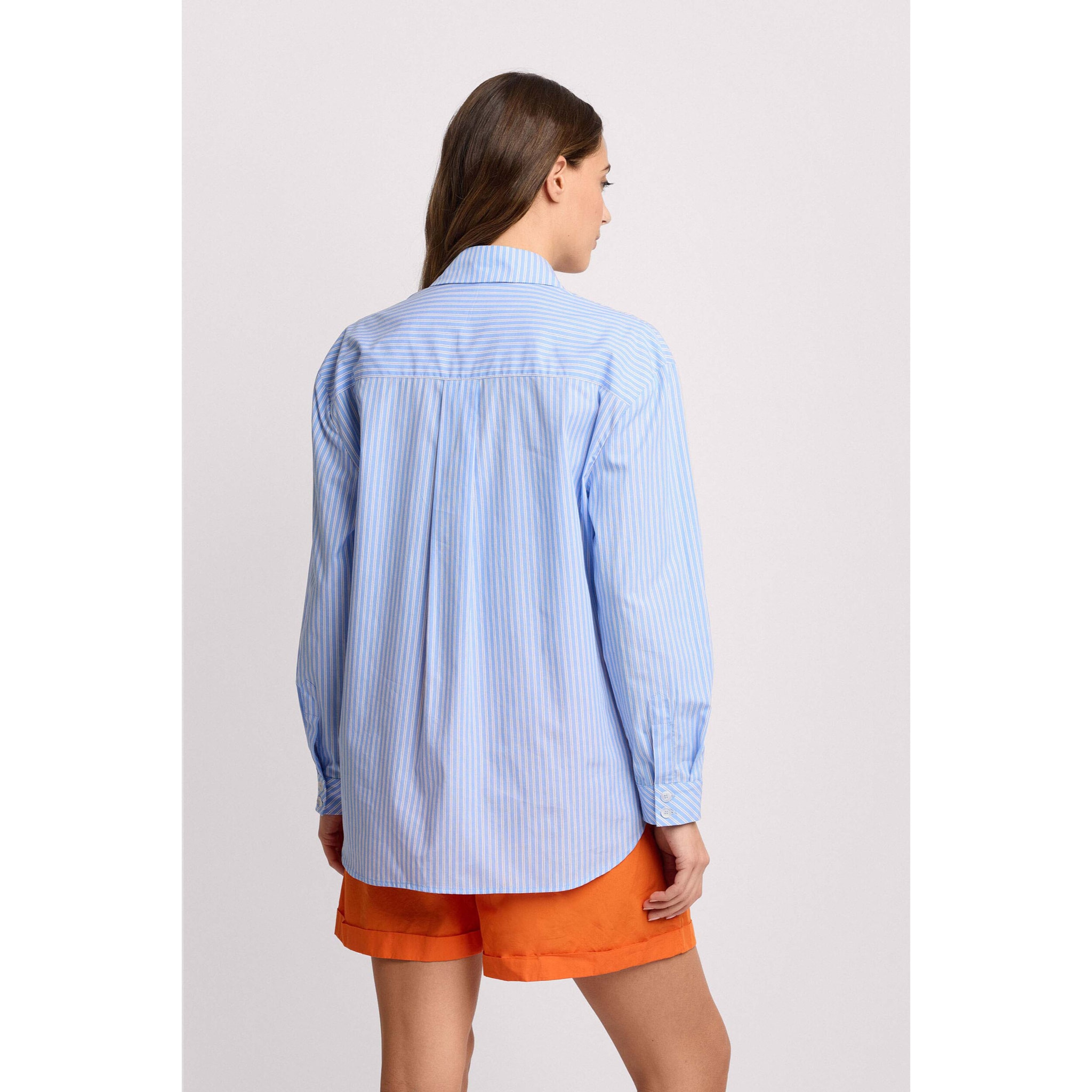 Kocca - Camicia in cotone a righe stile menswear Donna, Righe, Colletto di camicia