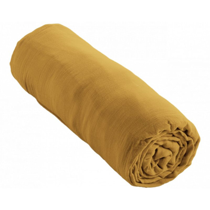 Drap housse "Gaïa" "Gaze de Coton"  -  Gaïa Safran